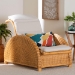 bali & pari Aries Natural Rattan Chaise Lounge Chair with Cushion - Handwoven Wicker Accent Lounger Rolled Backrest and Arms for Living Room or Sunroom - Aries-Light Honey/Rattan-Cushion-Lounger