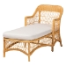 bali & pari Bruno Natural Rattan Chaise Lounge Chair with Cushion - Handwoven Wicker Accent Lounger with Rounded Backrest and Arms for Living Room, Bedroom or Sunroom