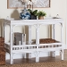 bali & pari Lombok Natural Rattan Console Table - Handwoven Wicker 2-Tier Accent Table with Raised Tray Top for Living Room or Entryway, White - Lombok-Rattan-White-Console Table