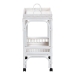 bali & pari Lombok Natural Rattan Wine Cart - Handwoven Wicker 2-Tier Mobile Bar Cart with Raised Tray Top Kitchen or Lounge, White - Lombok-Rattan-White-Cart