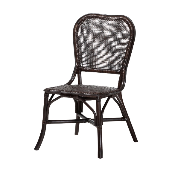 bali & pari Irene Natural Rattan Dining Chair - Handwoven Wicker Accent Chair with Lattice Backrest for Kitchen or Dining Room