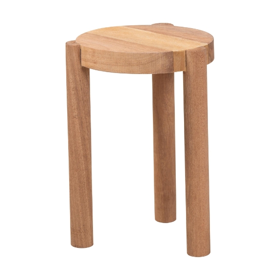 bali & pari Shadi Acacia Wood Multipurpose Accent Stool - Sculptural End Table with Tripod Base for Living Room, Bedroom or Dining Room