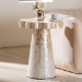 bali & pari Beile Capiz Shell Pedestal End Table - Mother of Pearl Scalloped Accent Table with Textured Inlay Surface for Living Room or Lounge Space - F2508-FT9-Capiz-ET
