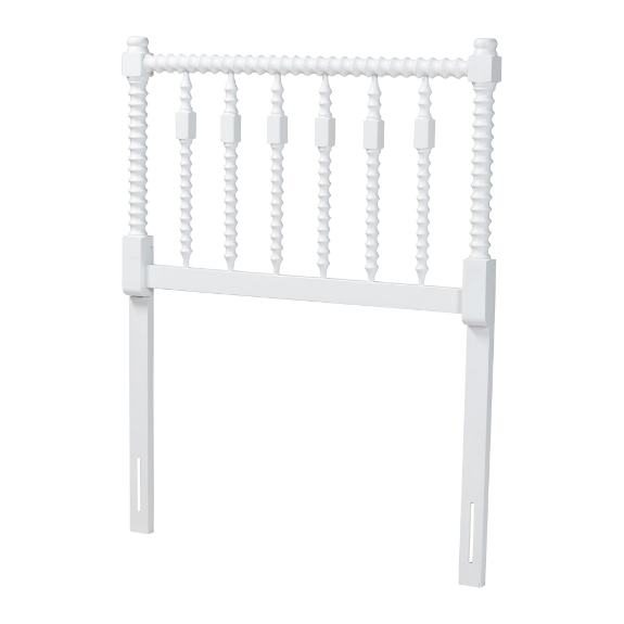 Baxton Studio Juliette Turned Spindle Headboard - Crafted Wood Panel with Decorative Spoke Design for Cottage Farmhouse Bedroom, Twin, White