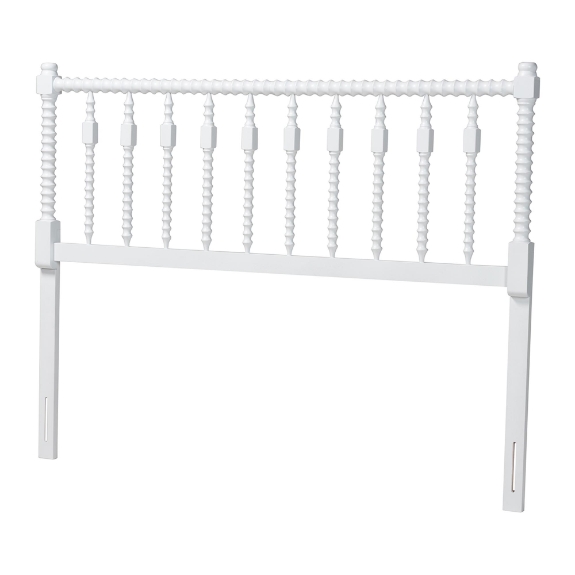 Baxton Studio Juliette Turned Spindle Headboard - Crafted Wood Panel with Decorative Spoke Design for Cottage Farmhouse Bedroom, King, White