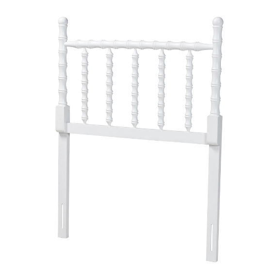 Baxton Studio Edaline Bamboo Motif Headboard - Crafted Wood Panel with Decorative Turned Spindle Design for Boho Costal Bedroom, Twin, White