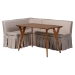 Baxton Studio Reginald 3-Piece Fabric Upholstered Dining Nook Set - Corner Kitchen Dining Banquette Set with Skirted Base, L-Shaped Seating for Small Spaces, Beige