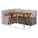 Baxton Studio Reginald 3-Piece Fabric Upholstered Dining Nook Set - Corner Kitchen Dining Banquette Set with Skirted Base, L-Shaped Seating for Small Spaces, Beige - Reginald-Light Beige/Walnut-3PC Dining Nook Set