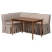 Baxton Studio Reuben 3-Piece Fabric Upholstered Dining Nook Set - Corner Kitchen Dining Banquette Set with Skirted Base, L-Shaped Seating for Small Spaces, Beige