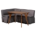 Baxton Studio Reginald 3-Piece Fabric Upholstered Dining Nook Set - Corner Kitchen Dining Banquette Set with Skirted Base, L-Shaped Seating for Small Spaces, Grey