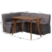 Baxton Studio Reginald 3-Piece Fabric Upholstered Dining Nook Set - Corner Kitchen Dining Banquette Set with Skirted Base, L-Shaped Seating for Small Spaces, Grey - Redmond-Grey/Walnut-3PC Dining Nook Set