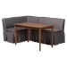 Baxton Studio Reuben 3-Piece Fabric Upholstered Dining Nook Set - Corner Kitchen Dining Banquette Set with Skirted Base, L-Shaped Seating for Small Spaces, Grey