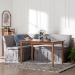 Baxton Studio Reuben 3-Piece Fabric Upholstered Dining Nook Set - Corner Kitchen Dining Banquette Set with Skirted Base, L-Shaped Seating for Small Spaces, Grey - Reagon-Grey/Walnut-3PC Dining Nook Set