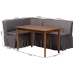 Baxton Studio Reuben 3-Piece Fabric Upholstered Dining Nook Set - Corner Kitchen Dining Banquette Set with Skirted Base, L-Shaped Seating for Small Spaces, Grey - Reagon-Grey/Walnut-3PC Dining Nook Set