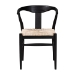 bali & pari Fika Wishbone Dining Chair with Handwoven Seagrass Seat - Mahogany Wood Frame Armchair for Modern Coastal Dining Rooms, Black - Fika-Black Wood/Abaca White Weaving-DC