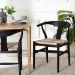 bali & pari Fika Wishbone Dining Chair with Handwoven Seagrass Seat - Mahogany Wood Frame Armchair for Modern Coastal Dining Rooms, Black - Fika-Black Wood/Abaca White Weaving-DC