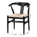 bali & pari Fika Wishbone Dining Chair with Handwoven Seagrass Seat - Mahogany Wood Frame Armchair for Modern Coastal Dining Rooms, Black - Fika-Black Wood/Abaca White Weaving-DC