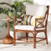 bali & pari Cleantha Marbled Tortoise Natural Rattan Armchair - Handcrafted Wicker Accent Chair with Curved Armrests and Cushioned Seat for Coastal Living Room or Sun Room - WS241-Tortoise-Rattan-Cushion-AC