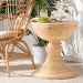 bali & pari Brookwood Natural Rattan End Table : Handcrafted Wicker Sculptural Accent Table with Pedestal Base for Living Room or Sun Room - Brookwood-Natural Rattan-ET