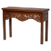 bali & pari Alannis Mahogany Wood Console Table - Accent Table with Carved Floral Apron for Entryway, Living Room, or Hallway