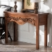 bali & pari Alannis Mahogany Wood Console Table - Accent Table with Carved Floral Apron for Entryway, Living Room, or Hallway - Alannis-Light Brown Wooden-Console Table-Boxed