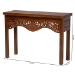 bali & pari Alannis Mahogany Wood Console Table - Accent Table with Carved Floral Apron for Entryway, Living Room, or Hallway - Alannis-Light Brown Wooden-Console Table-Boxed