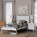 Baxton Studio Lara Twin 3-Piece Bedroom Set - Modern Wood Bed Frame with Matching Nightstands, Decorative Laser-Cut Headboard Overlay, White - Lara-White Solid-3PC Twin Bedroom Set