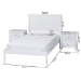 Baxton Studio Lara Twin 3-Piece Bedroom Set - Modern Wood Bed Frame with Matching Nightstands, Decorative Laser-Cut Headboard Overlay, White - Lara-White Solid-3PC Twin Bedroom Set