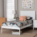 Baxton Studio Lara Twin Platform Bed - Modern Wood Bed Frame with Laser-Cut Decorative Headboard Overlay, White - Lara-White Solid-Twin Bed