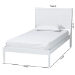 Baxton Studio Lara Twin Platform Bed - Modern Wood Bed Frame with Laser-Cut Decorative Headboard Overlay, White - Lara-White Solid-Twin Bed