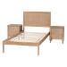 Baxton Studio Lara Twin 3-Piece Bedroom Set - Modern Wood Bed Frame with Matching Nightstands, Decorative Laser-Cut Headboard Overlay, Oak Brown - Lara-Natural Wood-3PC Twin Bedroom Set