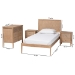 Baxton Studio Lara Twin 4-Piece Bedroom Set - Modern Wood Bed Frame with Matching Nightstands and Dresser, Decorative Laser-Cut Overlay, oak Brown - Lara-Natural Wood-4PC Twin Bedroom Set