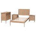 Baxton Studio Lara Twin 4-Piece Bedroom Set - Modern Wood Bed Frame with Matching Nightstands and Dresser, Decorative Laser-Cut Overlay, oak Brown - Lara-Natural Wood-4PC Twin Bedroom Set