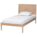 Baxton Studio Lara Twin 4-Piece Bedroom Set - Modern Wood Bed Frame with Matching Nightstands and Dresser, Decorative Laser-Cut Overlay, oak Brown - Lara-Natural Wood-4PC Twin Bedroom Set