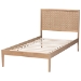 Baxton Studio Lara Twin Platform Bed - Modern Wood Bed Frame with Laser-Cut Decorative Headboard Overlay, Oak Brown - Lara-Natural Wood-Twin Bed