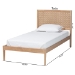Baxton Studio Lara Twin Platform Bed - Modern Wood Bed Frame with Laser-Cut Decorative Headboard Overlay, Oak Brown - Lara-Natural Wood-Twin Bed