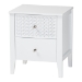 Baxton Studio Lara Nightstand - 2-Drawer Bedside Table with Laser-Cut Geometric Overlay for Bedroom or Guest Room, White