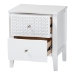 Baxton Studio Lara Nightstand - 2-Drawer Bedside Table with Laser-Cut Geometric Overlay for Bedroom or Guest Room, White - Lara-White Solid-Nightstand