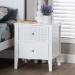 Baxton Studio Lara Nightstand - 2-Drawer Bedside Table with Laser-Cut Geometric Overlay for Bedroom or Guest Room, White - Lara-White Solid-Nightstand