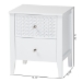 Baxton Studio Lara Nightstand - 2-Drawer Bedside Table with Laser-Cut Geometric Overlay for Bedroom or Guest Room, White - Lara-White Solid-Nightstand