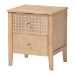 Baxton Studio Lara Nightstand - 2-Drawer Bedside Table with Laser-Cut Geometric Overlay for Bedroom or Guest Room, Oak Brown
