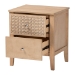 Baxton Studio Lara Nightstand - 2-Drawer Bedside Table with Laser-Cut Geometric Overlay for Bedroom or Guest Room, Oak Brown - Lara-Natural Wood-Nightstand