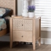 Baxton Studio Lara Nightstand - 2-Drawer Bedside Table with Laser-Cut Geometric Overlay for Bedroom or Guest Room, Oak Brown - Lara-Natural Wood-Nightstand