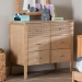 Baxton Studio Lara Dresser - 6-Drawer Bedroom Storage Chest with Laser-Cut Geometric Overlay for Clothing and Organization, Oak Brown - Lara-Natural Wood-Dresser