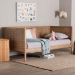 Baxton Studio Lara Twin Daybed - Modern Wood Bed Frame with Wraparound Laser-Cut Decorative Headboard Overlay, Oak Brown - Lara-Natural Wood-Daybed-Twin
