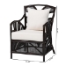 bali & pari Paden Natural Rattan Armchair - Handwoven Wicker Accent Chair with Banana Leaf Frame for Living Room or Sun Room - Paden-Rattan/Coffee Bean-Cushion-CC