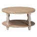 bali & pari Lejane Wood Coffee Table with Seagrass Wrapped Legs - Round Living Room Table with Open Shelf Storage - MD-39956-White Wash Rustic-Wood-KD/Box-CT