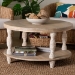 bali & pari Lejane Wood Coffee Table with Seagrass Wrapped Legs - Round Living Room Table with Open Shelf Storage - MD-39956-White Wash Rustic-Wood-KD/Box-CT