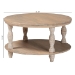 bali & pari Lejane Wood Coffee Table with Seagrass Wrapped Legs - Round Living Room Table with Open Shelf Storage - MD-39956-White Wash Rustic-Wood-KD/Box-CT