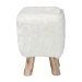 bali & pari Scotlyn Faux Fur Footstool with Teak Wood Legs - Rustic Boho Accent Seat, Handmade Decorative Footrest for Living Room or Bedroom, White - Cream-Goat Fur-Footstool